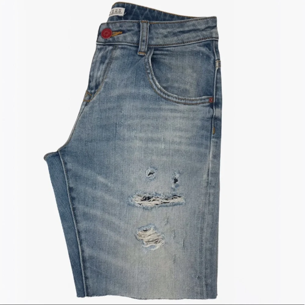 Zara Basic Premium Crafted Distressed Jean Shorts - 00 - Picture 8 of 12